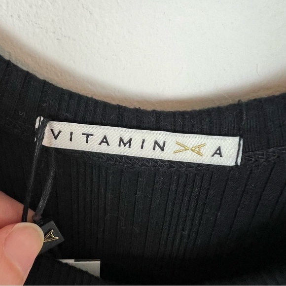 NWT Vitamin A Catalina Midi Tee Black Ribbed Dress Size S - Picture 3 of 7